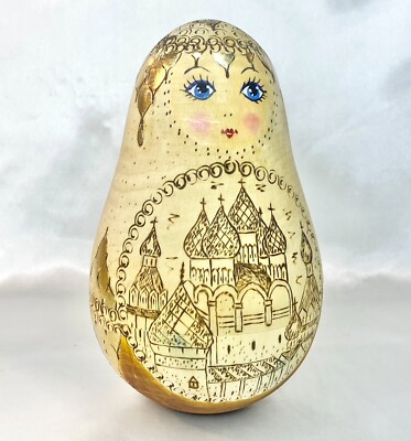 Vintage NEW  Matryoshka Handmade  Roly Poly Musical Toy 1970 Baby Shower Gift