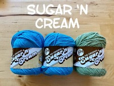Sugar 'n Cream   Lot Of 3   100 Cotton 4 Ply Yarn   1 Sage Green   2 Hot Blue
