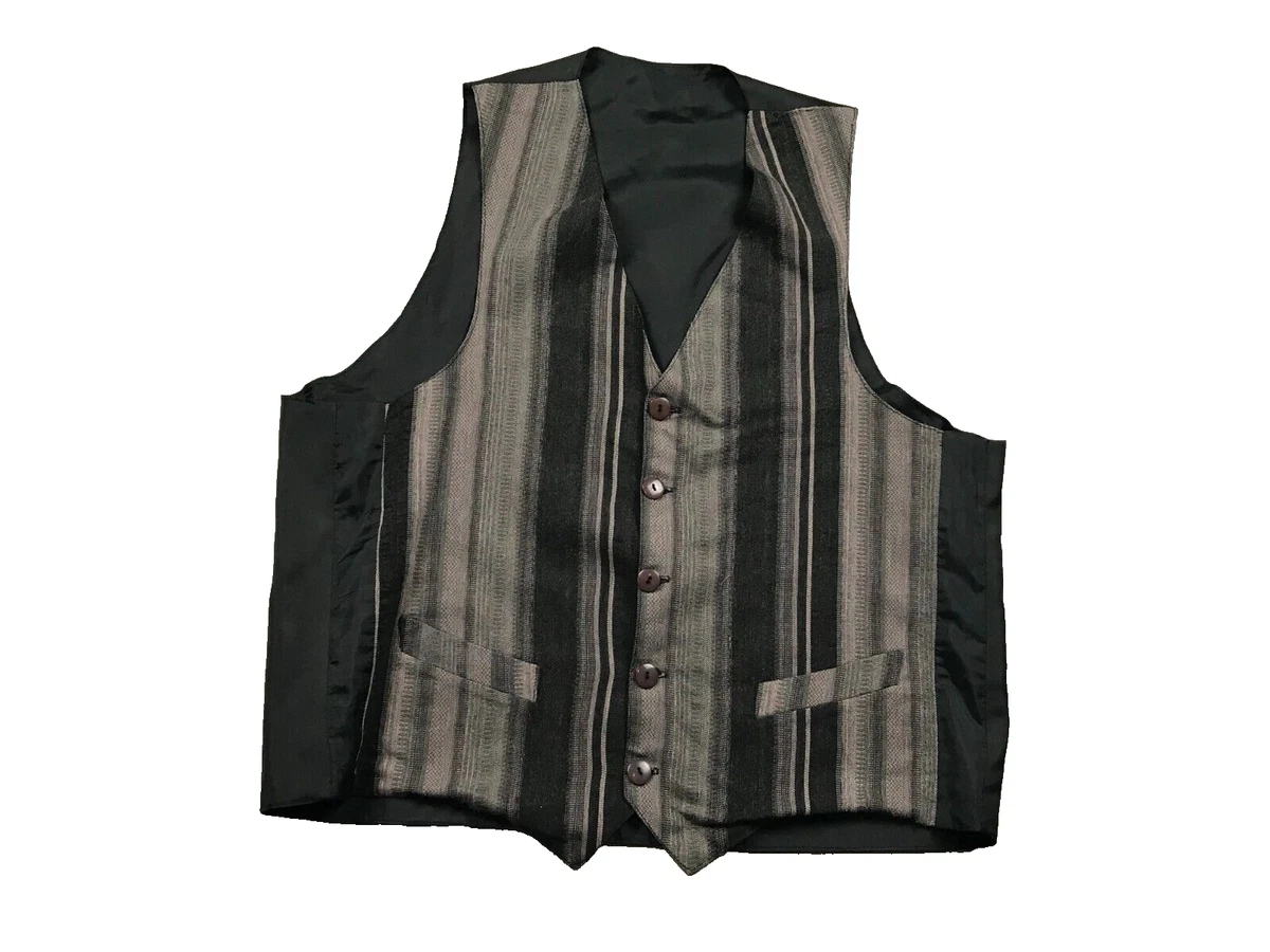 Vintage Grey Black Striped Waistcoat Snooker Magician Formal Theatre