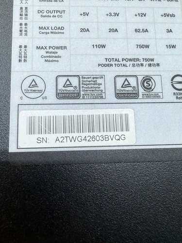 *UNIT ONLY* CORSAIR RMx Series RM750e 750 W Full Modular PSU 5348F - Photo 8/9