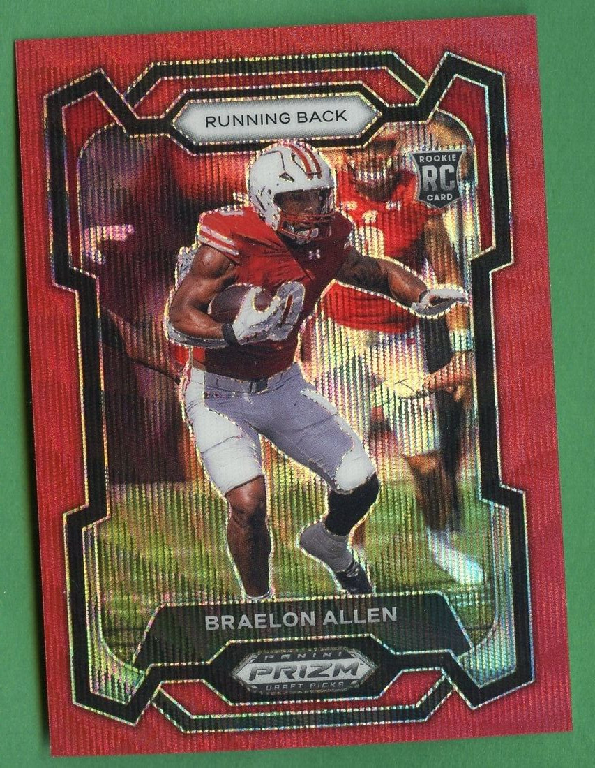 BRAELON ALLEN 2024 PRIZM DRAFT PICKS ROOKIE RUBY WAVE PRIZM WISCONSIN BADGERS