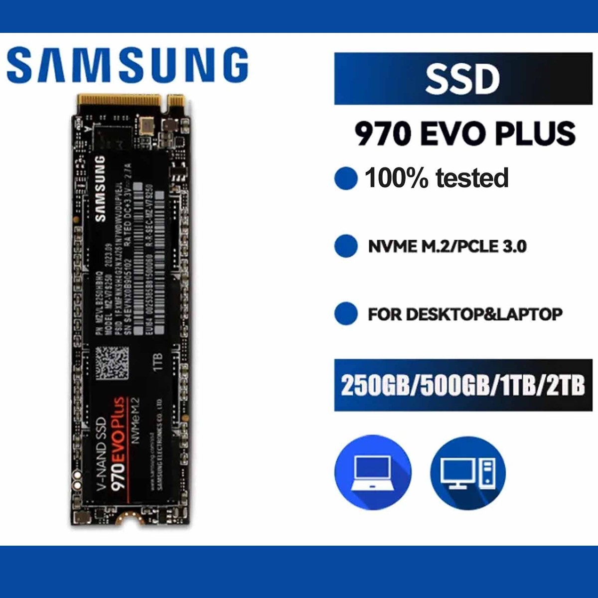SAMSUNG 970 EVO Plus Internal SSD NVMe 2TB 1TB 500GB 250GB for