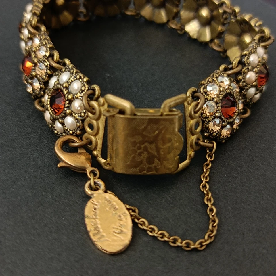 Pulsera Michal Negrin Renacimiento Victoriano Cristal Floral Romántico Cóctel Marrón Foto 4 de 4