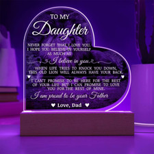To My Daughter "I Am Proud to Be Your Father" Acrylic Heart Plaque, Dad'S Love f