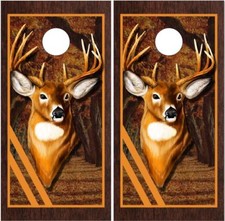 Deer Buck Hunter Wood LAMINATED Cornhole Wrap Bag Toss Skin Decal