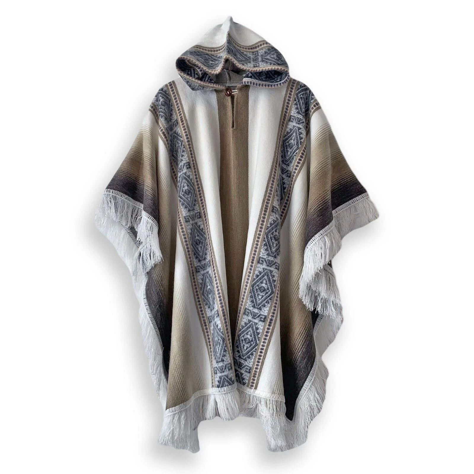 LIGHT BABY ALPACA WOOL HOODED PONCHO FRINGE UNISEX HANDMADE
Opens in a new window or tab