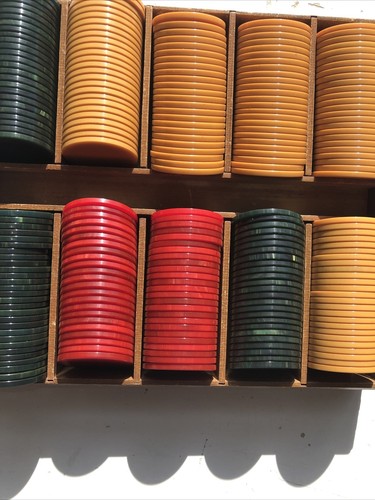 Vintage Bakelite / Catalin Game Set 257 Pcs Inc Die 3 Pak Cards In leather case - Picture 4 of 12