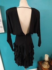 Vintage Sexy 80s Ashlee California Size 6 Open Back  Ruffle Tiered Dress 