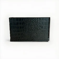 Neiman Marcus Black Croc-Embossed Leather Photo Album 4×6 Slip-In Holds 80