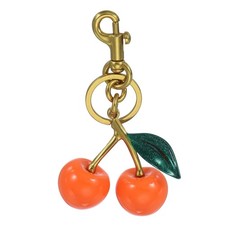 Cherry Keychain for Women Bag Purse Charm with Key Ring and Clip Orange-Gold