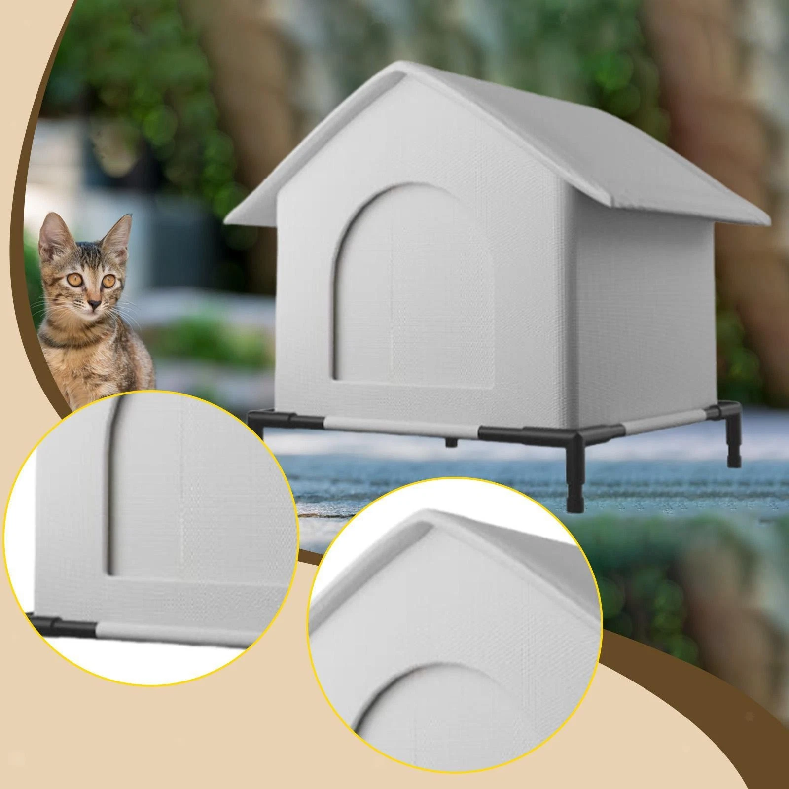 Outdoor Cat House Pet House Dog Bed Protection All Season Elevated Stray Cat