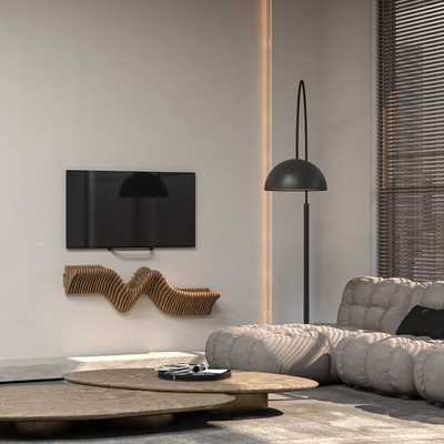 Parametric 40'' Floating Wavy Shelf Geometric Wooden Wall Decor 3D Design