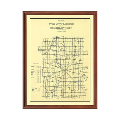 Old Map of Rush County, IN 1909 - Vintage Indiana Art