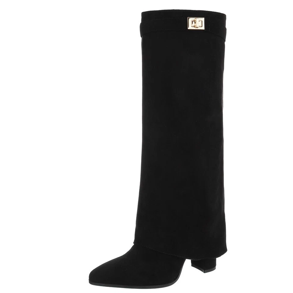 Damen Stiefel mit Reißverschluss und Reißverschluss Ital-Design 9088 in Schwarz