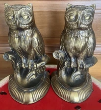Vtg 1974 Brass Owl Bookends By Park Sherman