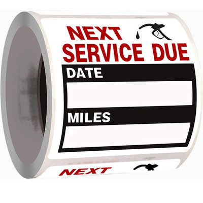 Oil Change Auto Maintenance Service Due Reminder Stickers 100pcs, Black
