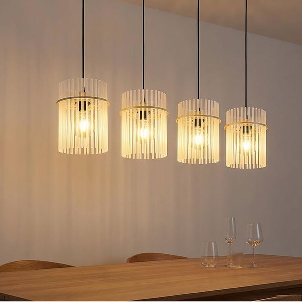 HäNgelampe Pendelleuchte Esszimmerlampe Sandfarben GlasstäBe Satiniert H 140 Cm-image