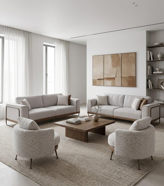 Sofa Set 2X 3-Sitzer Sofa 1X Sessel Chesterfield Grau Luxus Design Neu-image