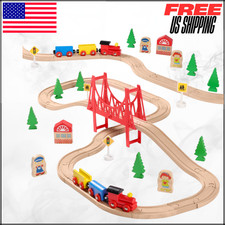 Wooden Train Set Tracks Toy For Toddler Kids Brio Thomas Melissa Doug Wood