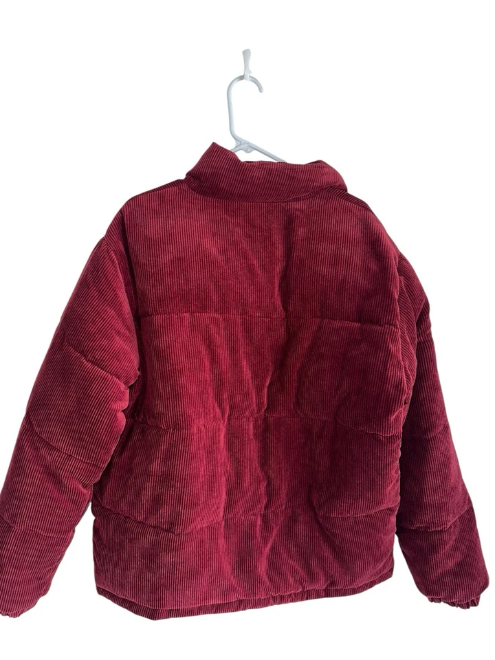 Abrigo acolchado de pana Boohoo para hombre talla L rojo forrado con cremallera completa Foto 2 de 4