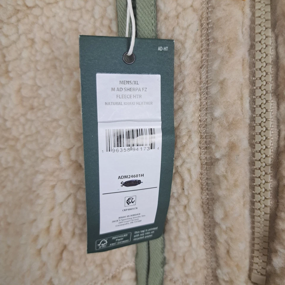 Vellón Sherpa de diseño alpino para hombre cremallera completa color caqui talla XL Foto 4 de 4