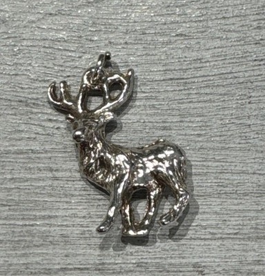 925 Sterling Silber Hirsch Hirsch Rentier Tier 3D Charm Anhänger