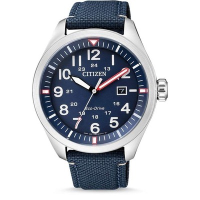 Citizen Herren Analog Quarz Eco Drive Uhr Flieger mit Nylonband