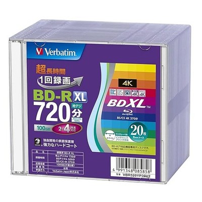 Verbatim Blu-ray Disc 20 Blatt 100GB 4x Speed BD-R XL VBR520YP20SD4 New Jap JP