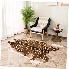 Faux Cowhide Area Rug Print Hide Rug Faux Fur Animals 3.3 ft x 3 ft Sika Deer