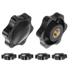 6pcs Star Knobs M6 Thread 38mm Head Non-Through Hole Brass Insert Knob Black