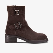 Clarks Womens Chai Charm Dark Brown Suede Mid Calf Boots Suede Casual