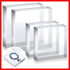 4 Pcs Acrylic Display Block Clear 3 x 3 x 1 Inch, 4 x 4 x 1 Inch