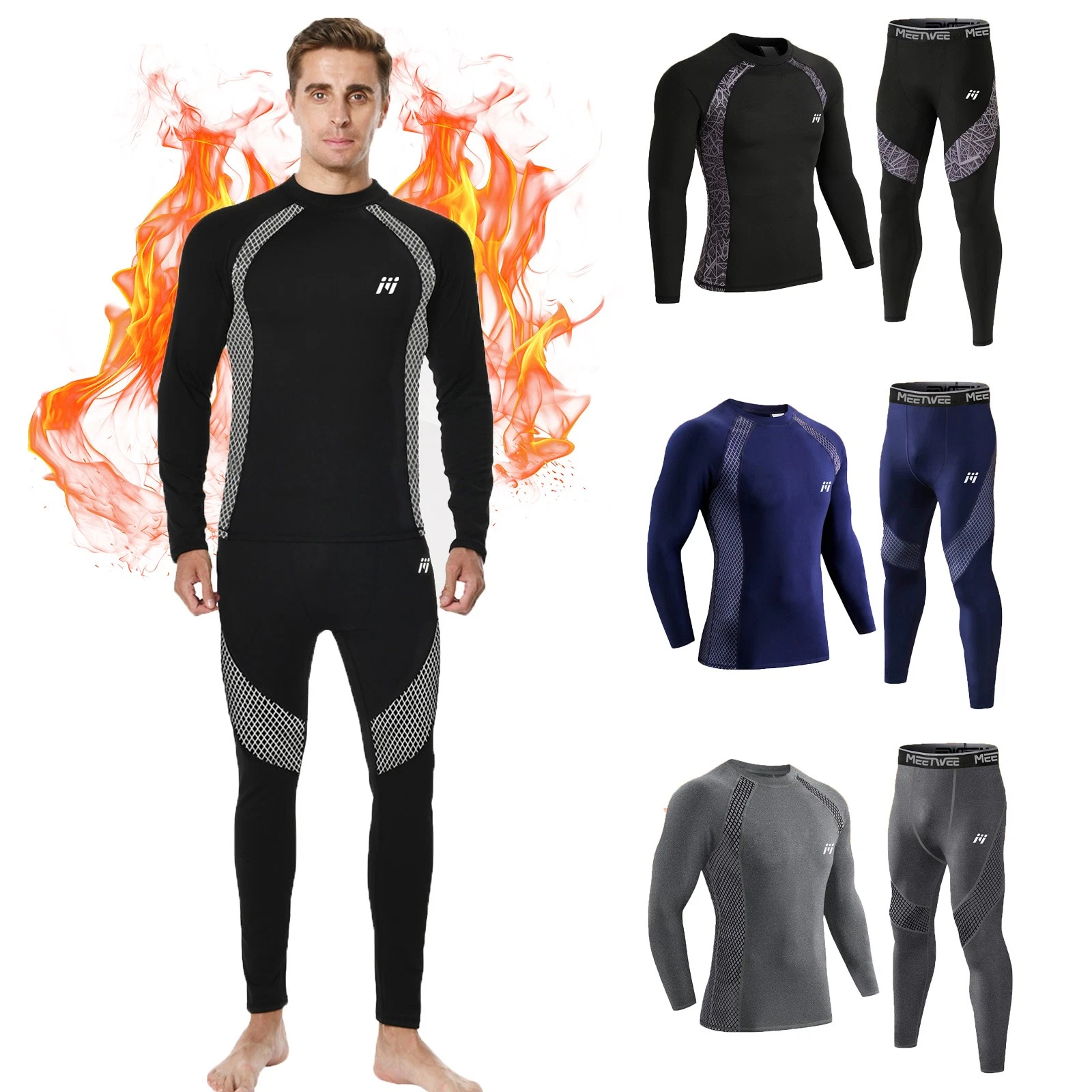 2Pcs Fleece Lined Underwear Set Thermal Base Layer Sports Hunting Gear for Men
Opens in a new window