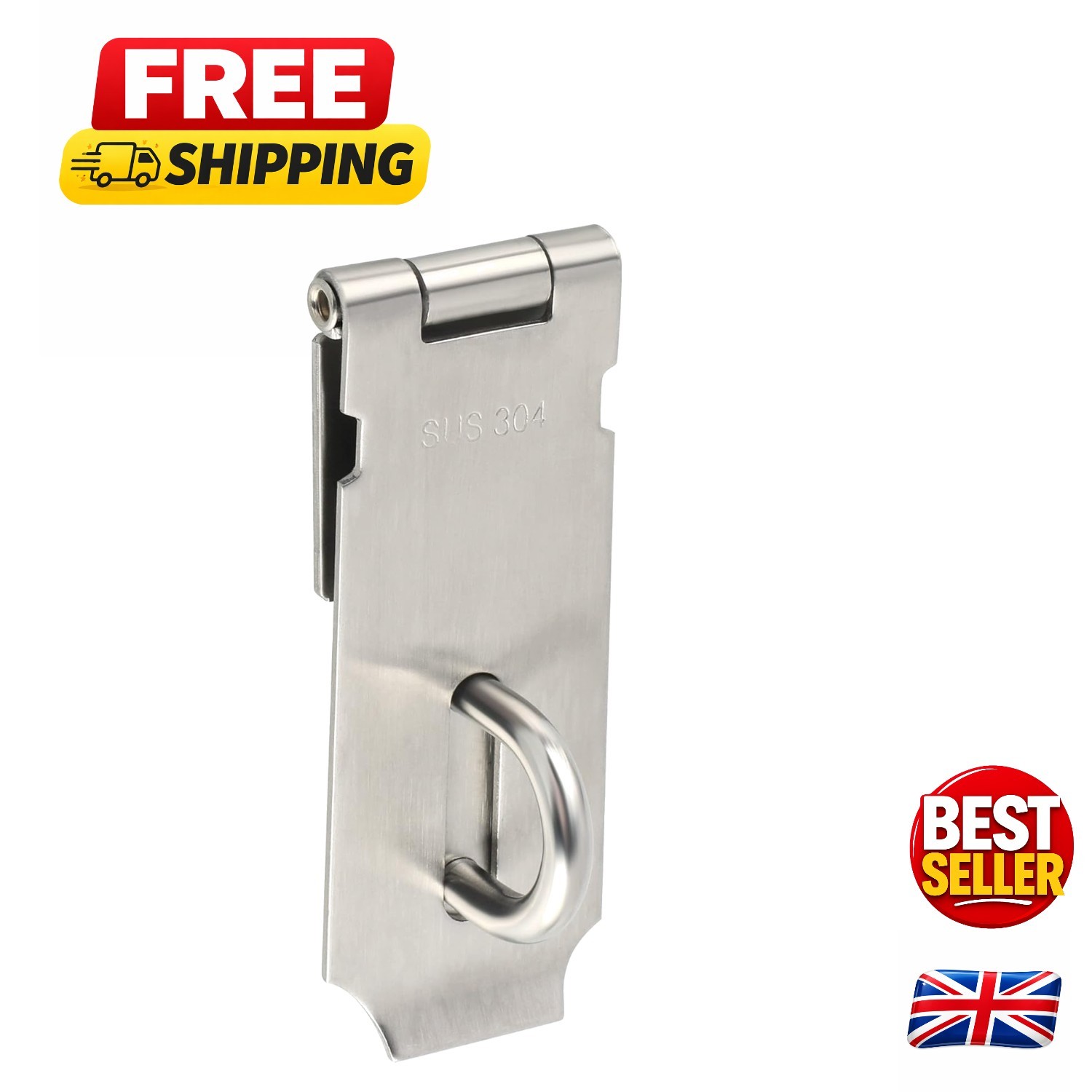4-Inch Heavy Duty Stainless Steel Padlock Hasp - Indoor/Outdoor Security Latch
