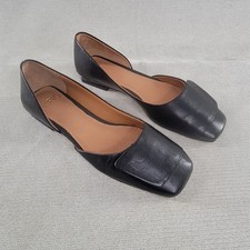 Franco Sarto Flats Tracy Black Leather Womens 6.5M Square Toe D'Orsay Shoes