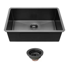 30 In. Undermount Single Bowl 16 Gauge Gunmetal Black Stainless Steel Kitchen Si