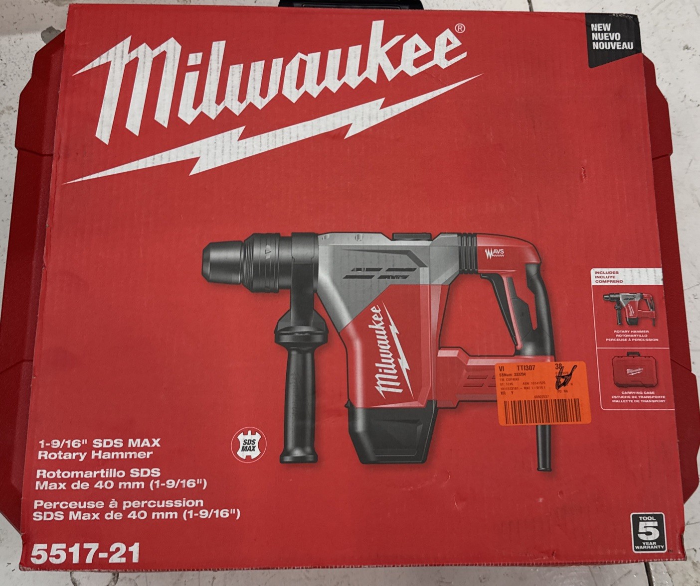 Milwaukee 5517-21 1-3/4" 120V SDS Max Rotary Hammer Drill
