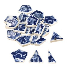 100g Ceramic Mosaic Tiles, Polygon Blue and White Ceramic Tiles