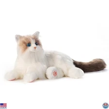 Interactive Plush Robot Cat Toy, Weighted Stuffed Animal with Voice & Heartbeat