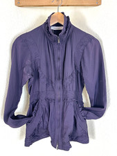 Vintage YSL Yves Saint Laurent Purple Ruffled Zip Silk Rayon Jacket Small 36 2 4