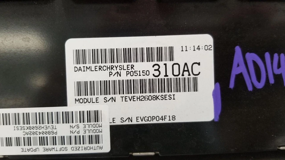 09 DODGE CHALLENGER SRT8 6.1L ENGINE CONTROL MODULE ECM 5150310AC - Image 4 of 4
