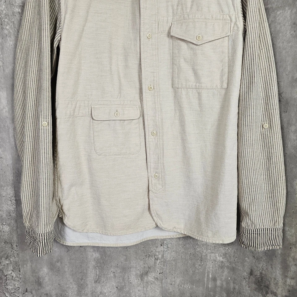 Scotch & Soda L Beige Ropa de Trabajo Camisa Chaqueta Mangas a Rayas Mezcla de Algodón Bolsillos Foto 4 de 4