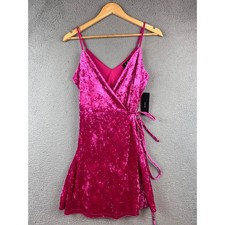 New Lulus Cabaret Fuchsia Velvet Wrap Dress size S