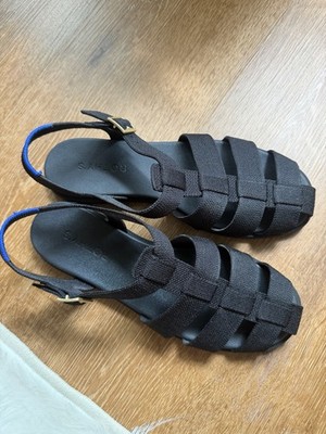 Rothy's Women's Black Strappy Buckle Ankle Strap Sandals Synthetic Size 8.5