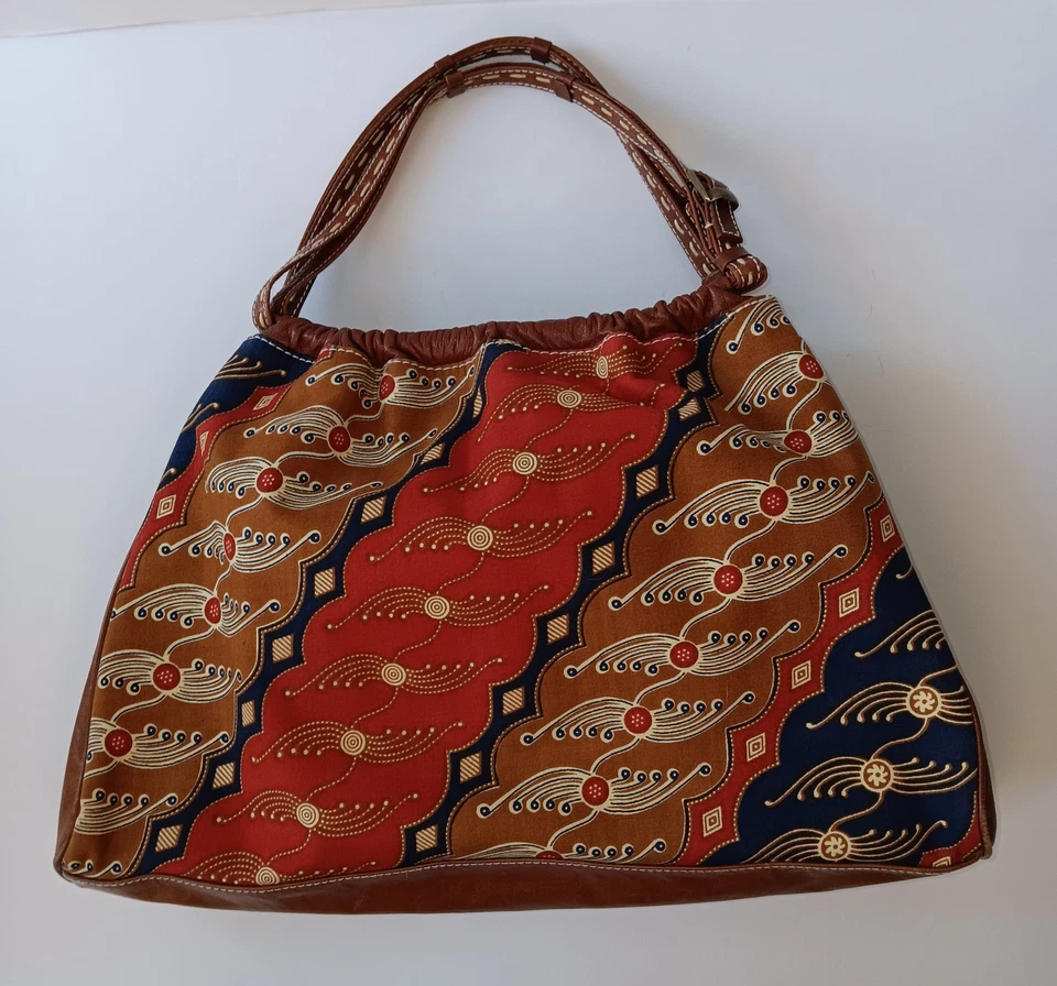 Isabella Fiore Vintage Red and Brown Floral Embroidered Beaded Handbag Boho - Image 2 of 4