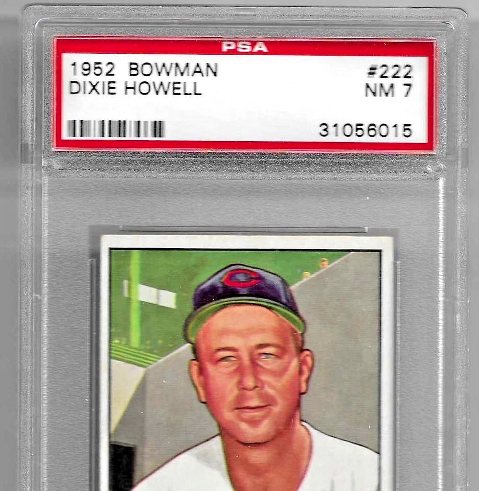 1952 BOWMAN BASEBALL CARD #222 DIXIE HOWELL GRADED PSA 7 NQ MLB CINCINNATI REDS - Image 2 of 4