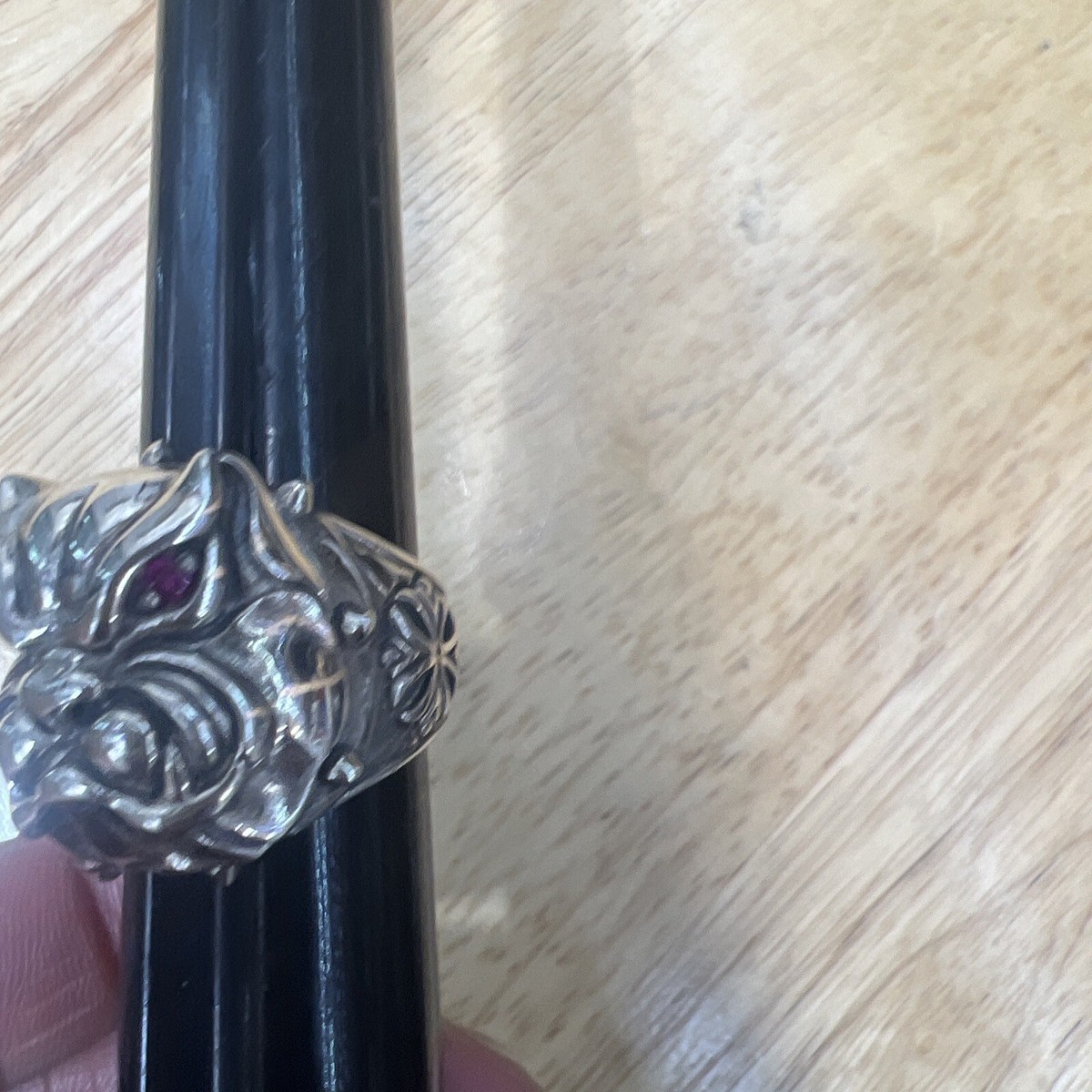 PITBULL DOG RED CZ EYE925 STERLING SILVER BIKER RING SOLID PITBULL DOG RED CZ EYE925 STERLING SILVER BIKER RING SOLID