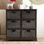 storage chest cabinet shoe bench w/6 rattan woven baskets mudroom living room