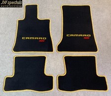 Autoteppich Fußmatten für GM Chevrolet Camaro gelb gelb rot ab2016 4tlg Velours