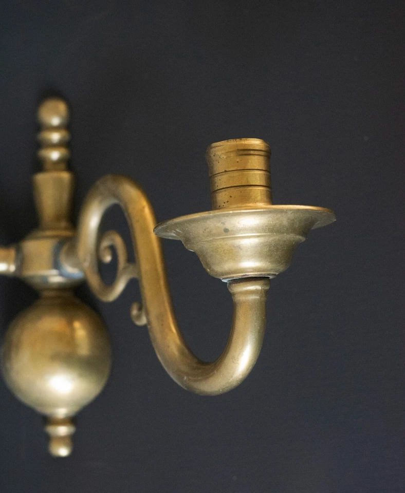 set of 2 Norwegian Høvik Verk Brass Candle holders Wall Sconce Scandinavian - Image 4 of 4